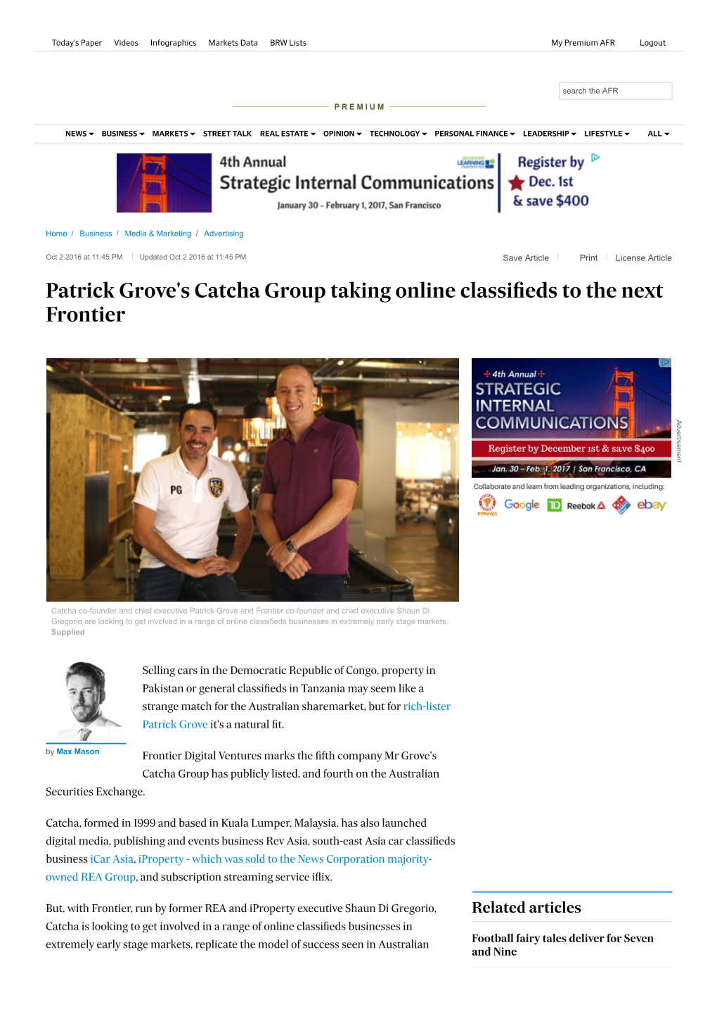 Patrick Grove's Catcha Group Taking Online Classifieds to the Next Frontier