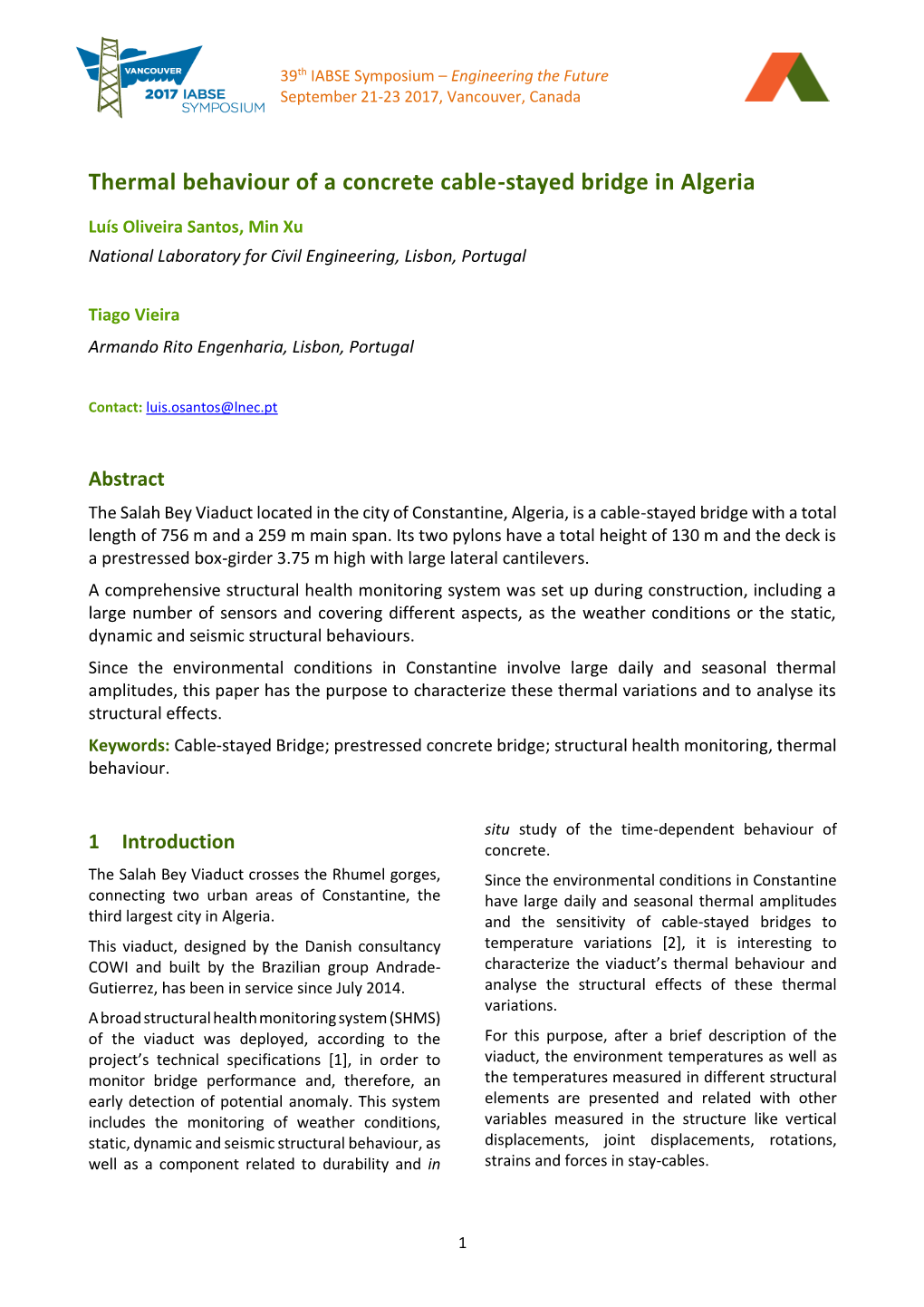 Thermal Behaviour of a Concrete Cable-Stayed Bridge in Algeria