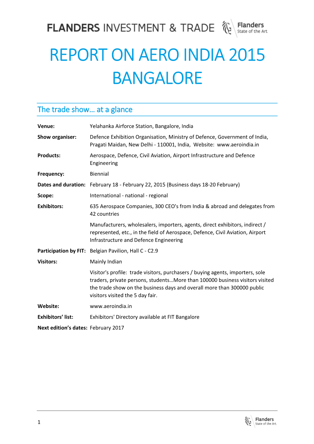 Report on Aero India 2015 Bangalore