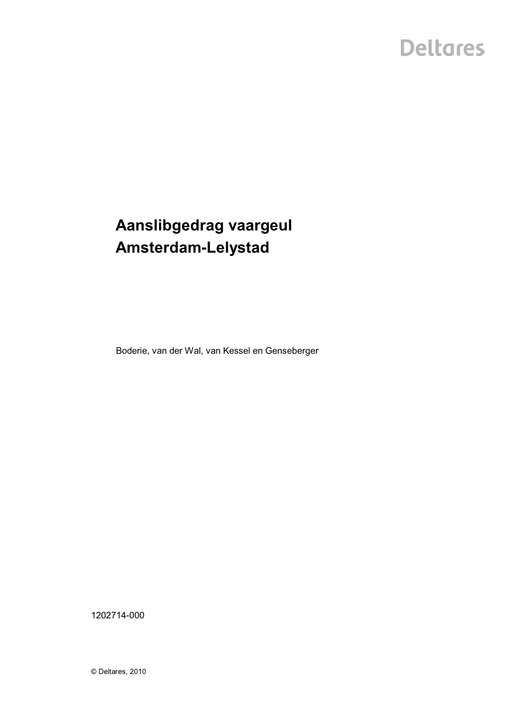 Aanslibgedrag Vaargeul Amsterdam-Lelystad