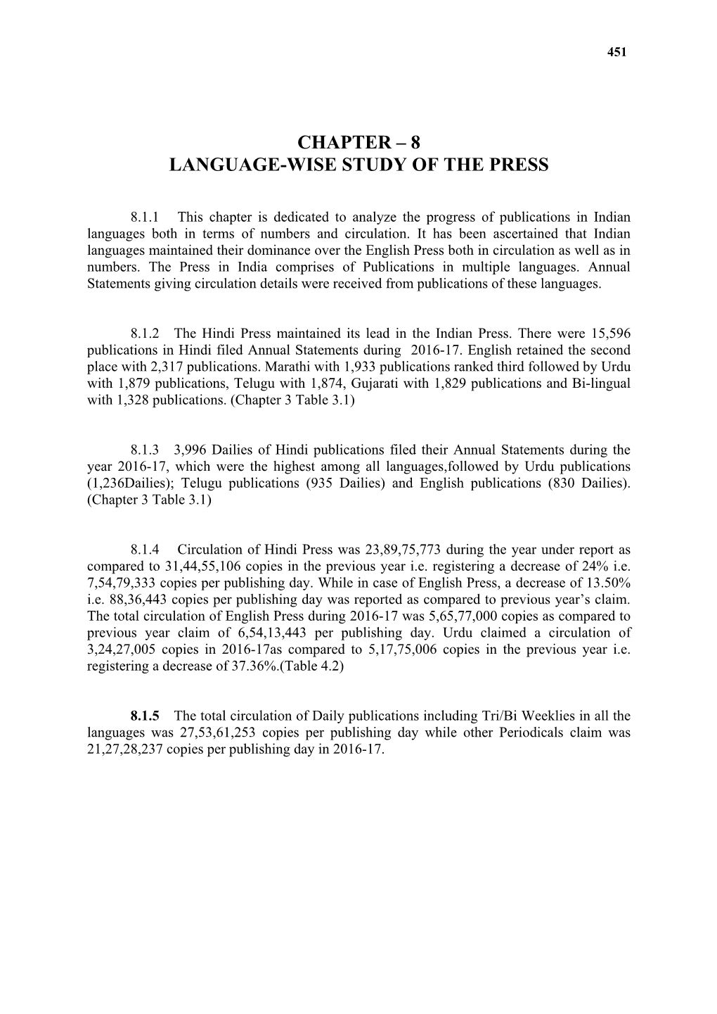 Chapter – 8 Language-Wise Study of the Press