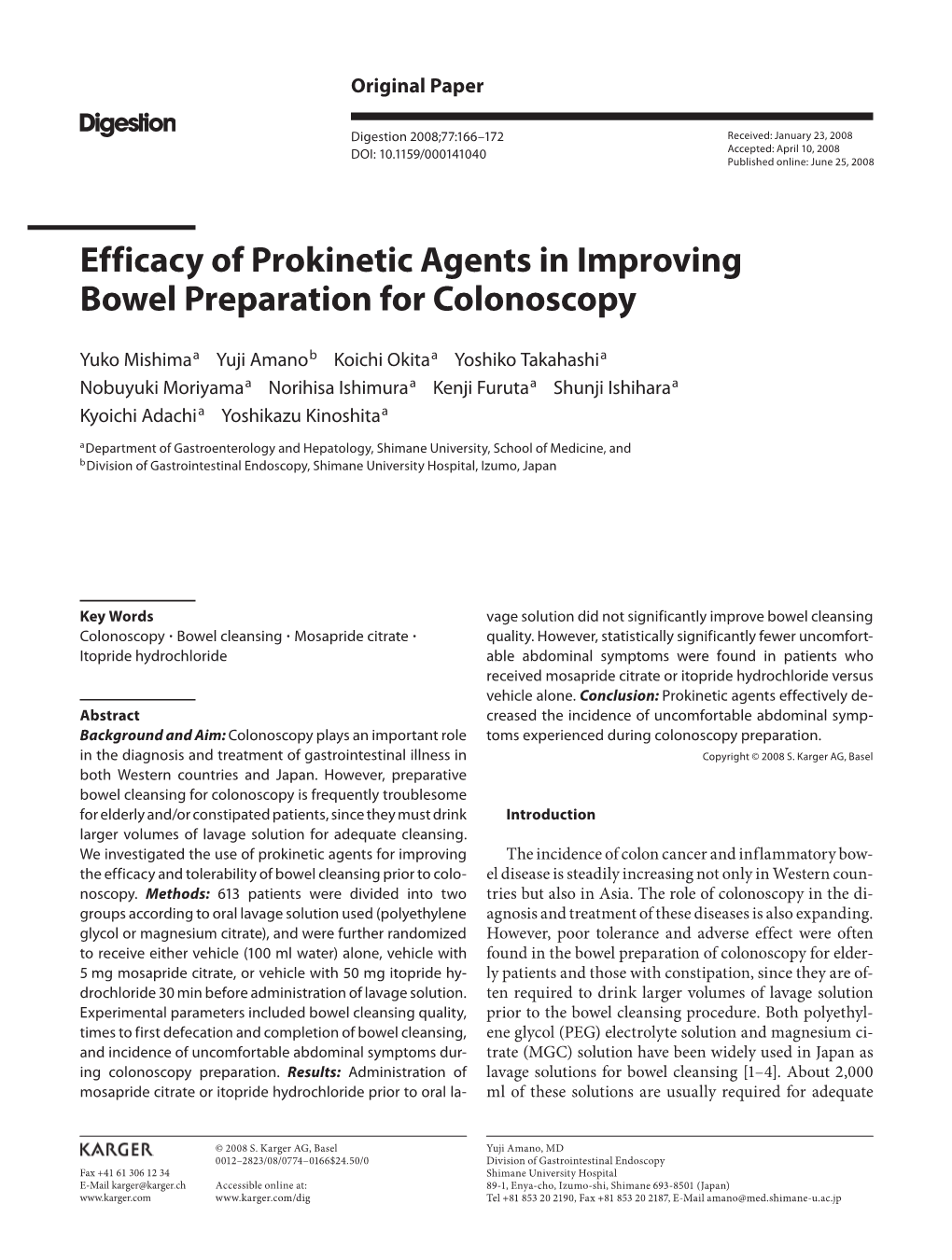 Efficacy of Prokinetic Agents in Improving Bowel Preparation for Colonoscopy