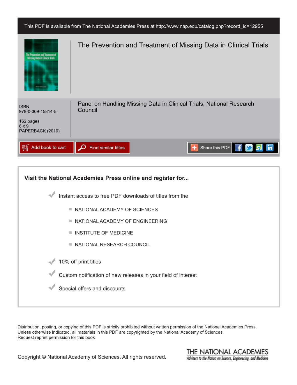 The Prevention and Treatment of Missing Data in Clinical Trials