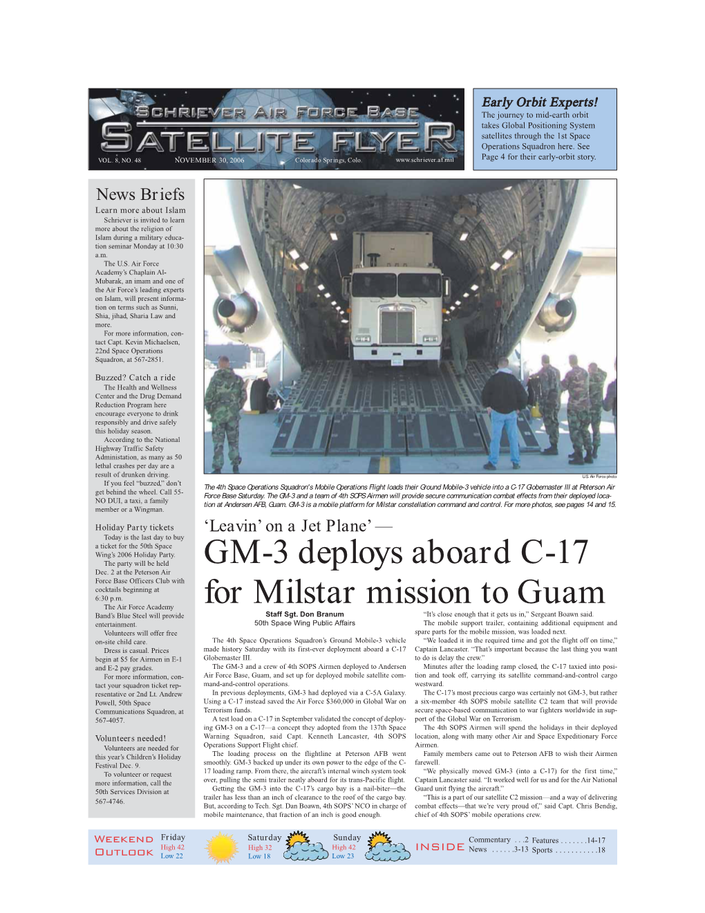 GM-3 Deploys Aboard C-17 for Milstar Mission to Guam