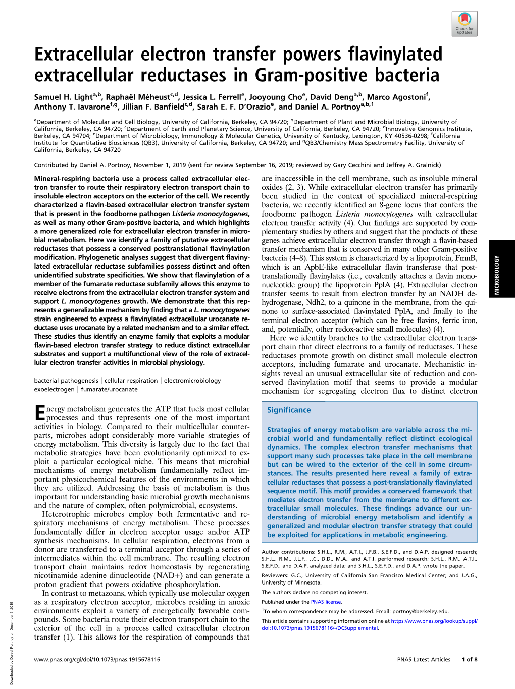 Extracellular Electron Transfer Powers Flavinylated Extracellular Reductases in Gram-Positive Bacteria