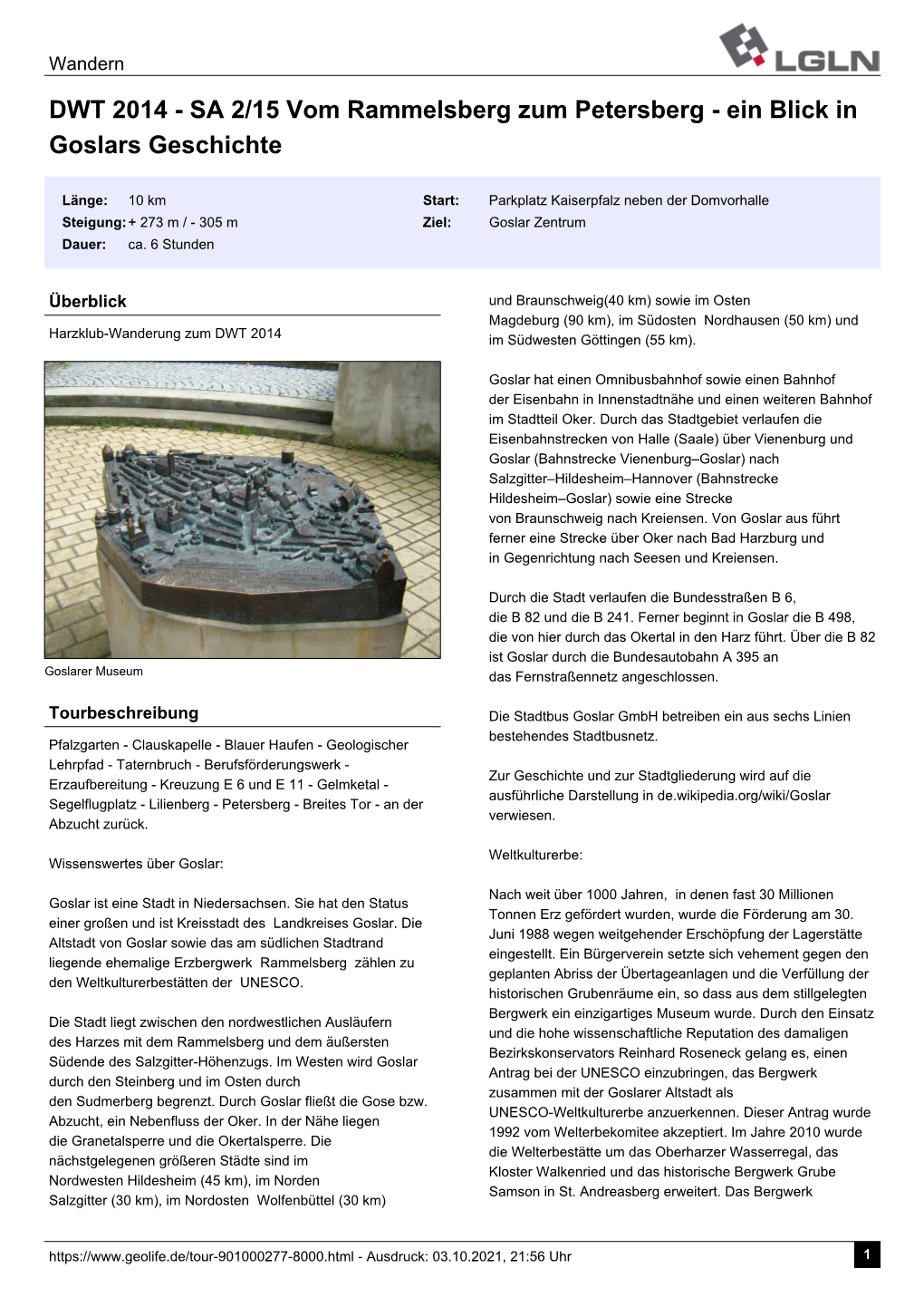 DWT 2014 - SA 2/15 Vom Rammelsberg Zum Petersberg - Ein Blick in Goslars Geschichte