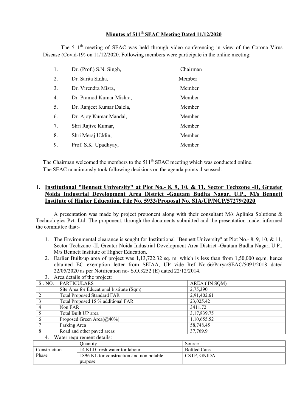 1. Institutional "Bennett University" at Plot No