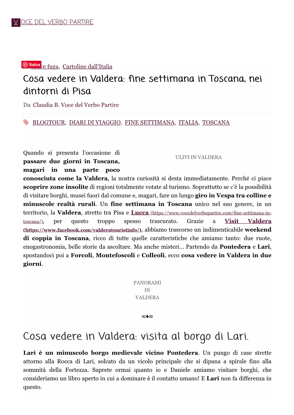 Cosa Vedere in Valdera: Visita Al Borgo Di Lari. Lari È Un Minuscolo Borgo Medievale Vicino Pontedera