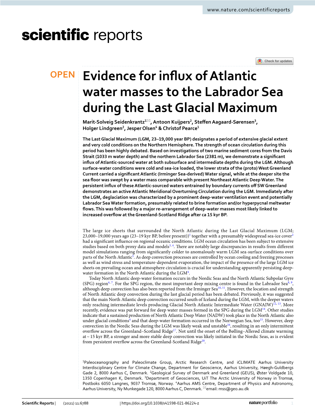 Evidence for Influx of Atlantic Water Masses to the Labrador