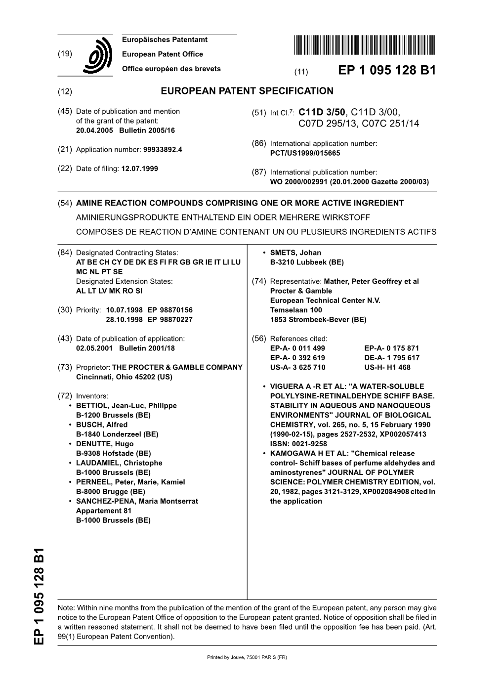 Amine Reaction Compounds Comprising One Or More Active Ingredient