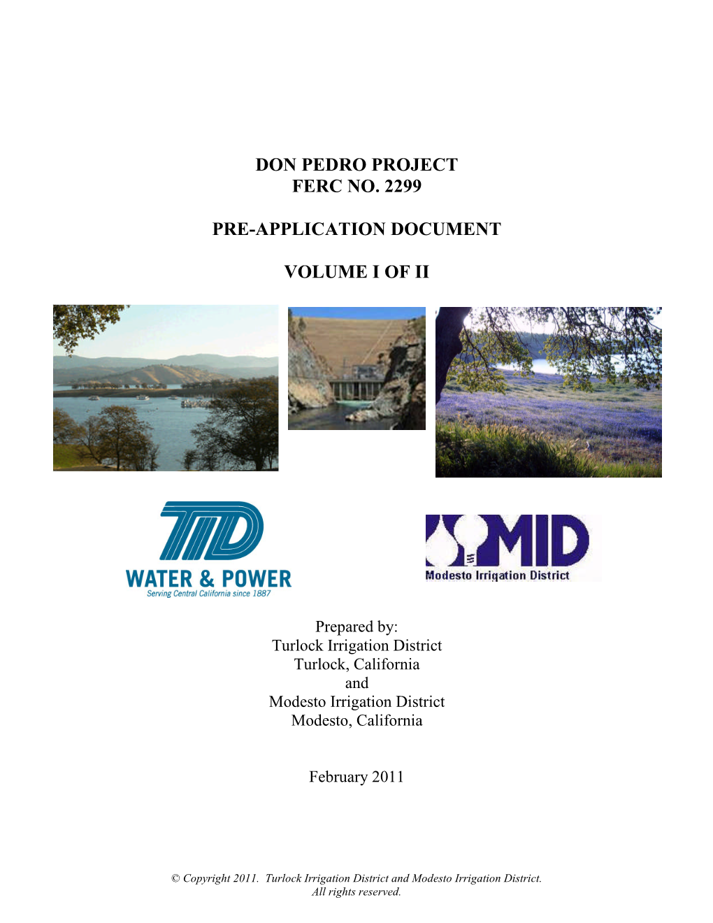 Don Pedro Project Ferc No. 2299 Pre-Application