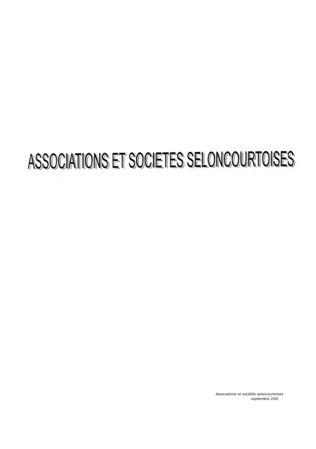 Associations Et Sociétés Seloncourtoises Septembre 2013 SPORT
