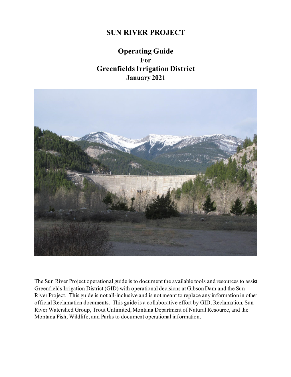 SUN RIVER PROJECT Operating Guide Greenfields Irrigation District