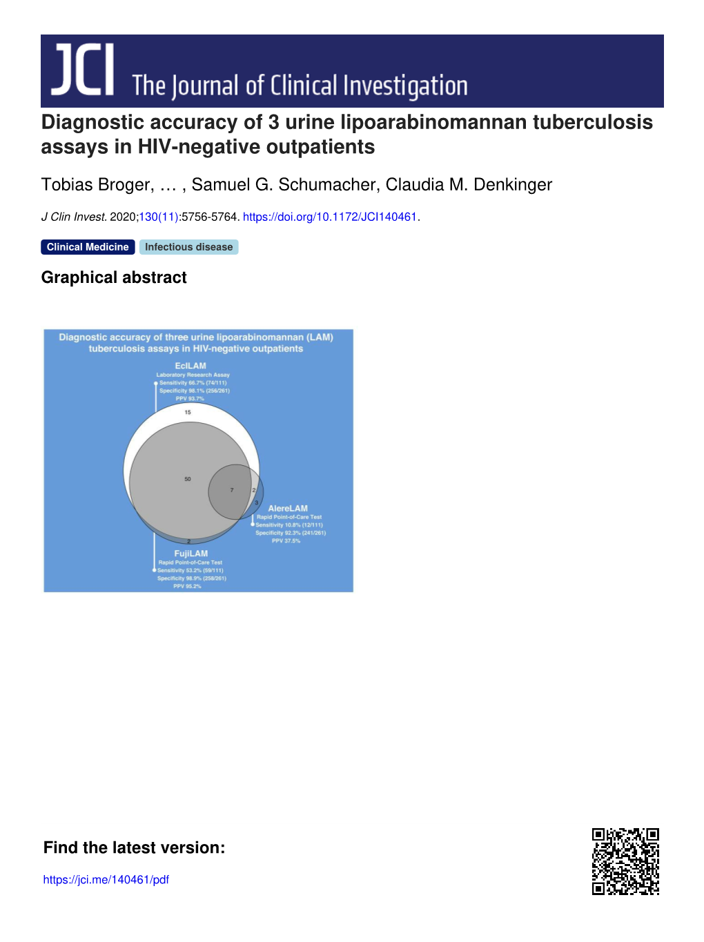 Diagnostic Accuracy of 3 Urine Lipoarabinomannan Tuberculosis Assays in HIV-Negative Outpatients