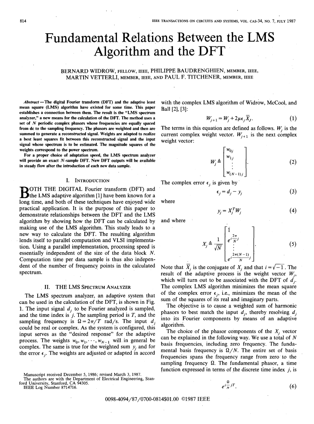 Fundamental Relations Between the LMS Algorithm and the DFT