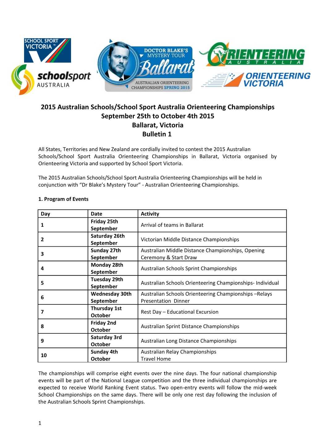 2015 Australian Schools/School Sport Australia Orienteering Championships