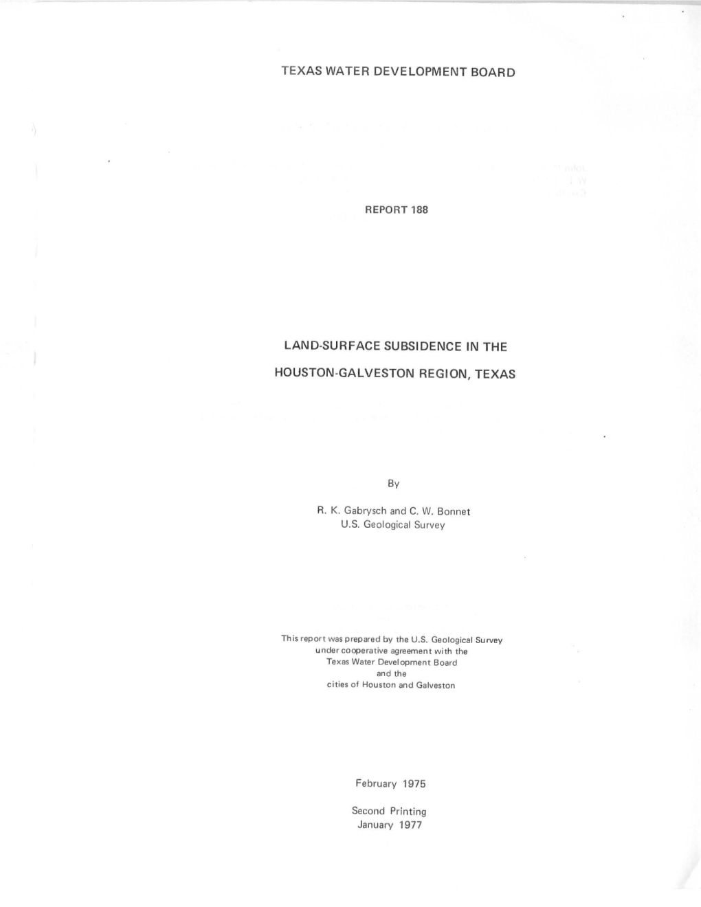 Land-Surface Subsidence in the Houston-Galveston Region, Texas