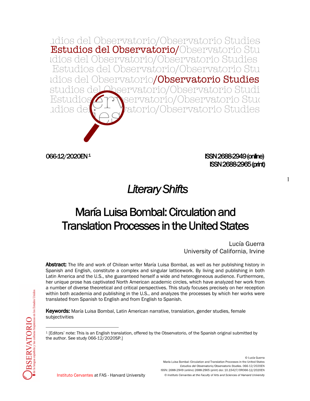 María Luisa Bombal: Circulation and Translation Processes in the United States