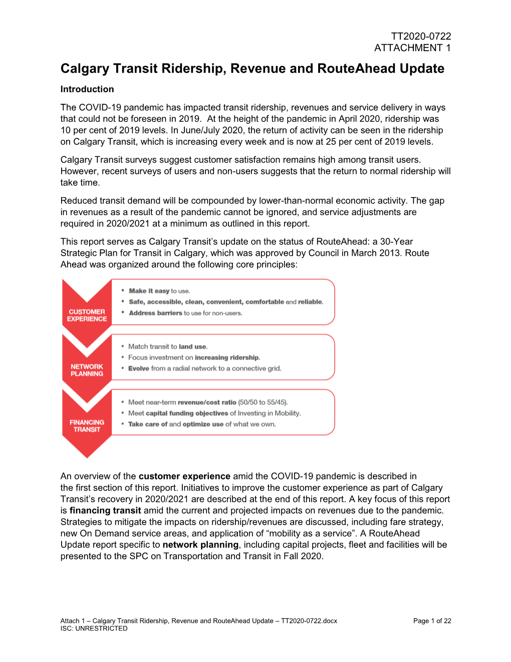 Calgary Transit Ridership, Revenue and Routeahead Update