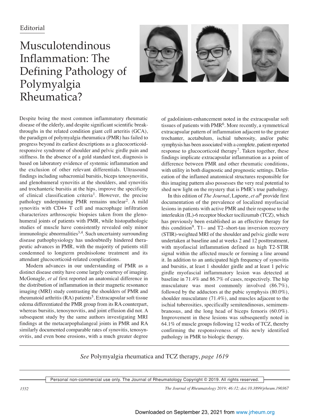 Musculotendinous Inflammation: the Defining Pathology of Polymyalgia Rheumatica?