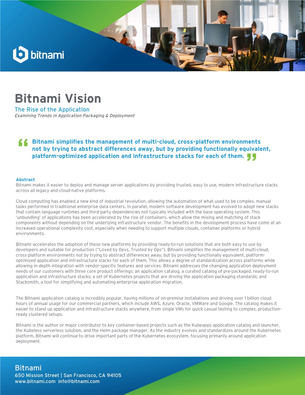 Bitnami Vision the Rise of the Application Examining Trends in Application Packaging & Deployment