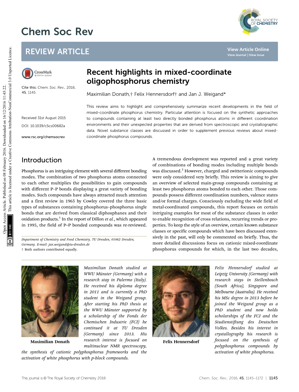 Recent Highlights in Mixed-Coordinate Oligophosphorus Chemistry Cite This: Chem