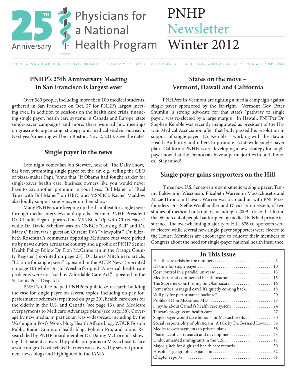 PNHP Newsletter Winter 2012