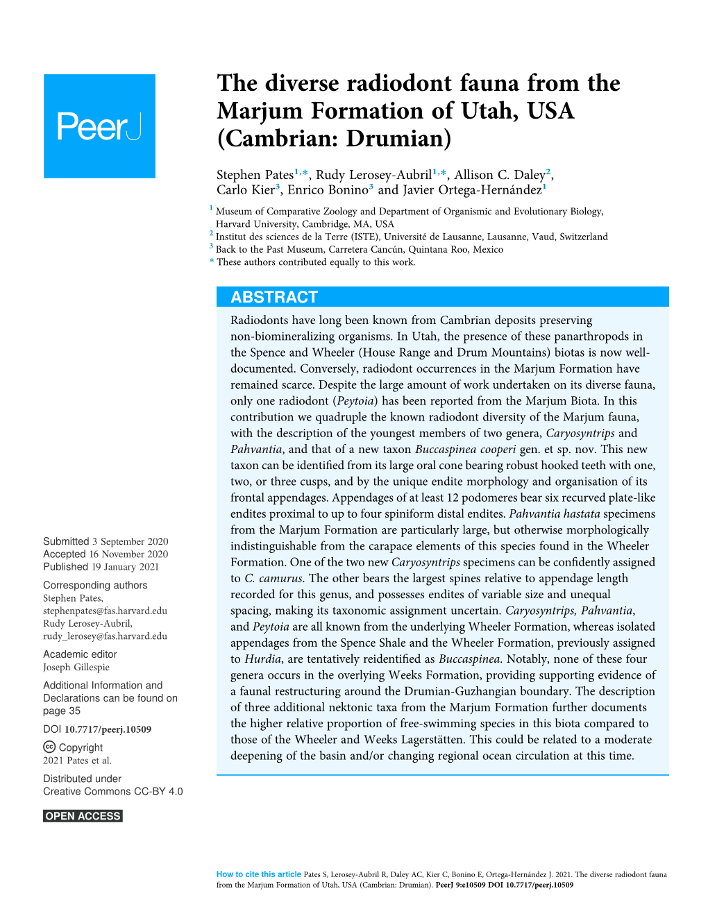 The Diverse Radiodont Fauna from the Marjum Formation of Utah, USA (Cambrian: Drumian)