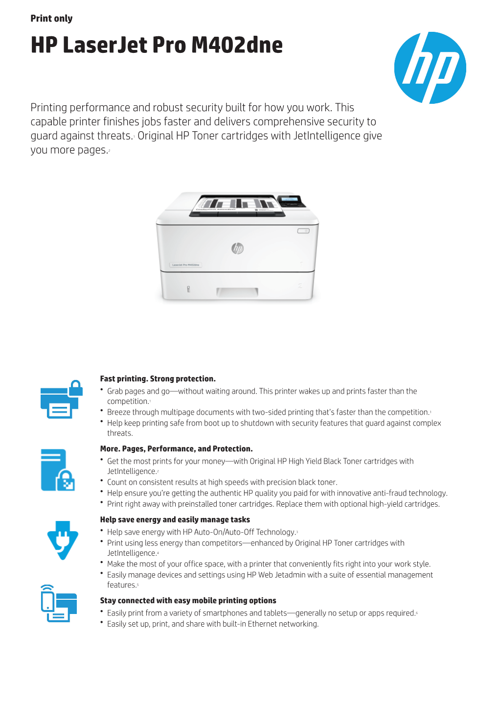 HP Laserjet Pro M402dne Data Sheet