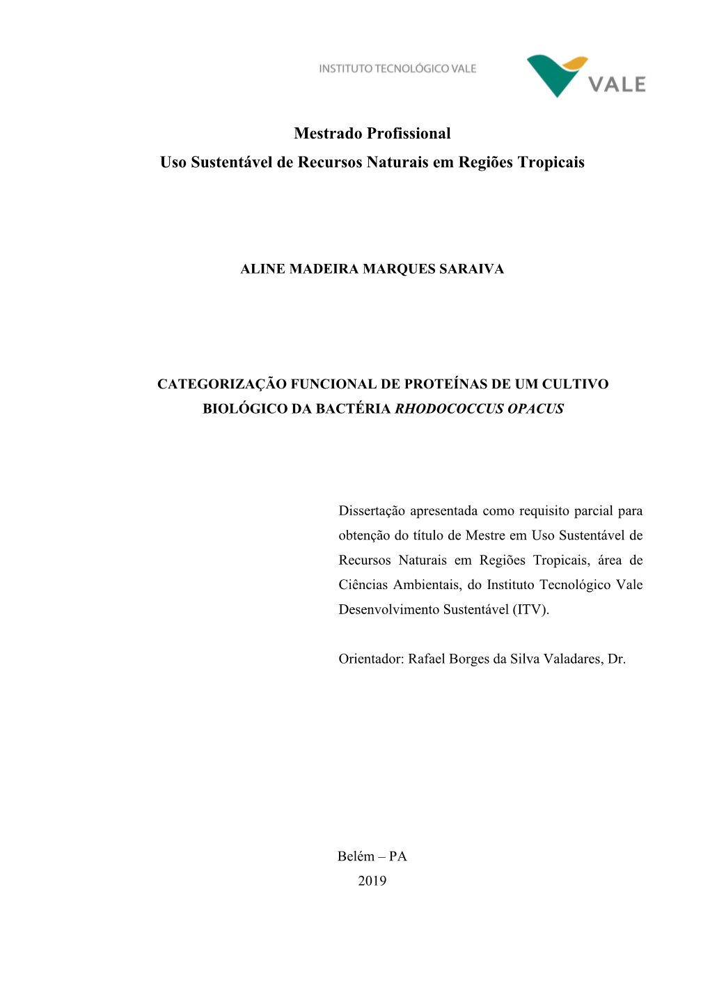 Mestrado Profissional Uso Sustentável De Recursos Naturais Em Regiões Tropicais