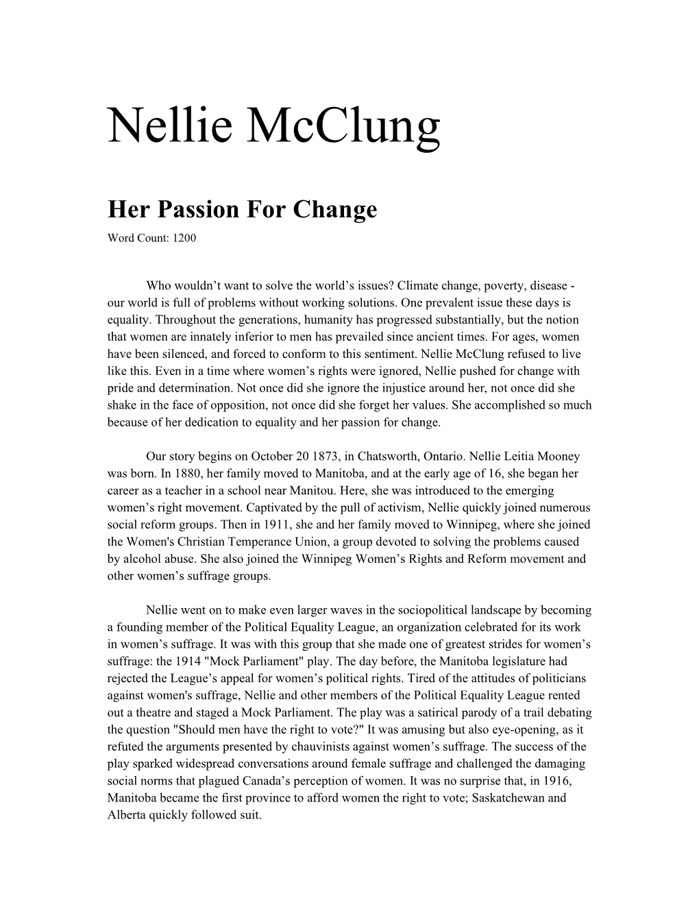 Nellie Mcclung