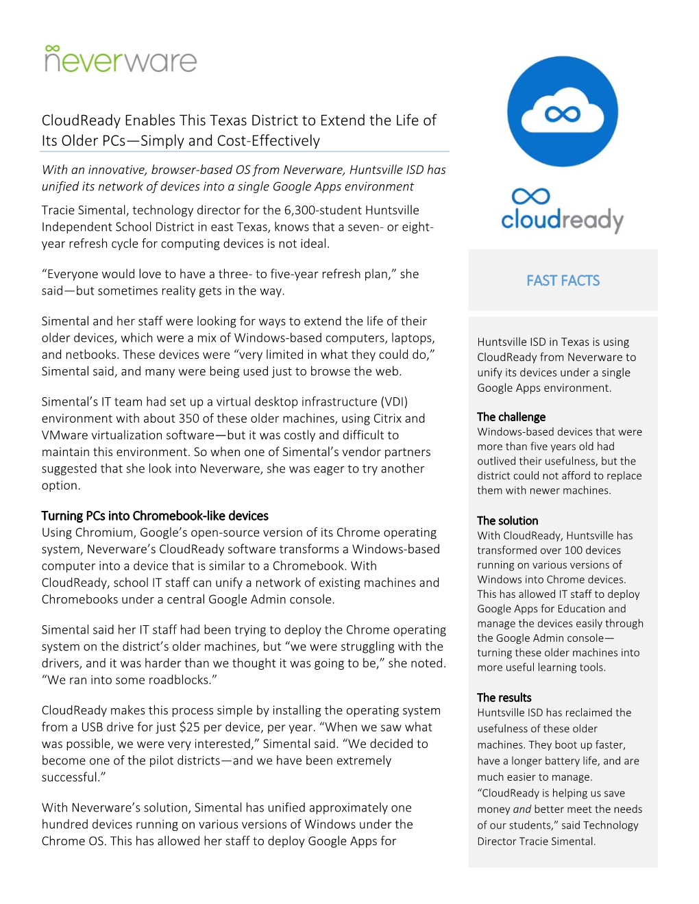 Cloudready Enables This Texas District to Extend the Life of Its Older Pcs—Simply and Cost‐Effectively