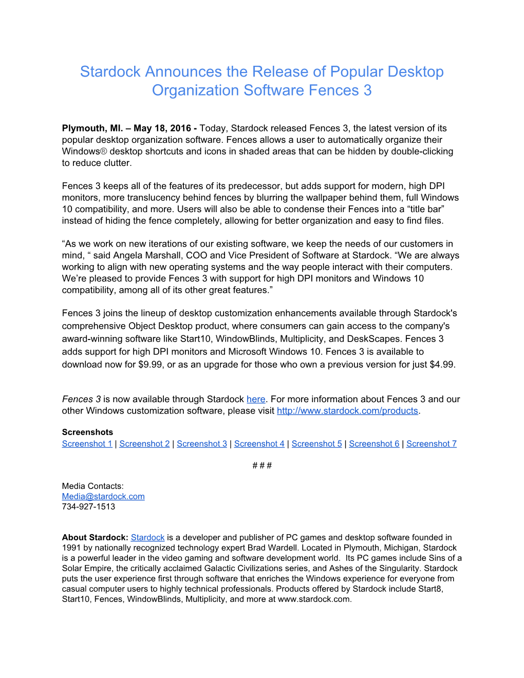 Stardock Announces the Release of Popular Desktop Organization Software Fences 3