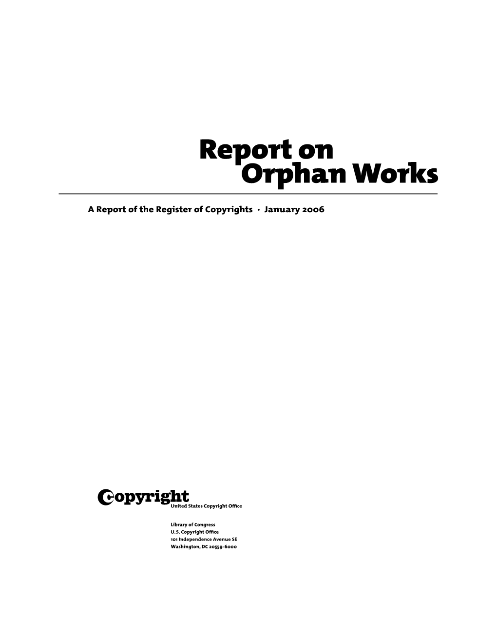 Report on Orphan Works