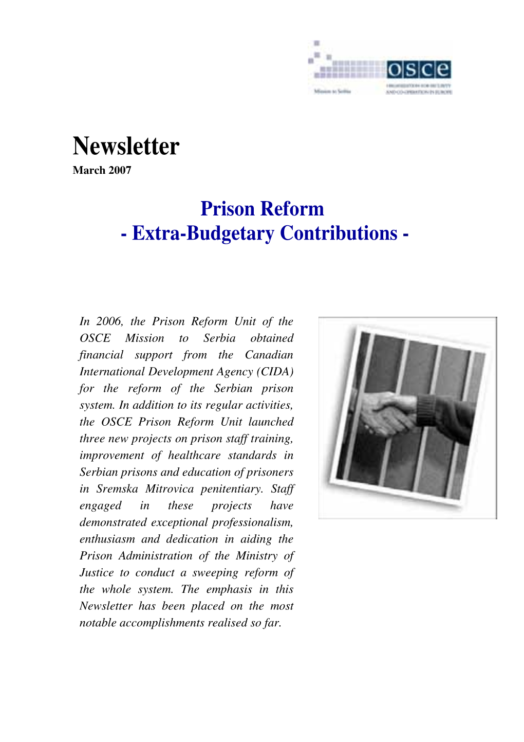 Newsletter March 2007