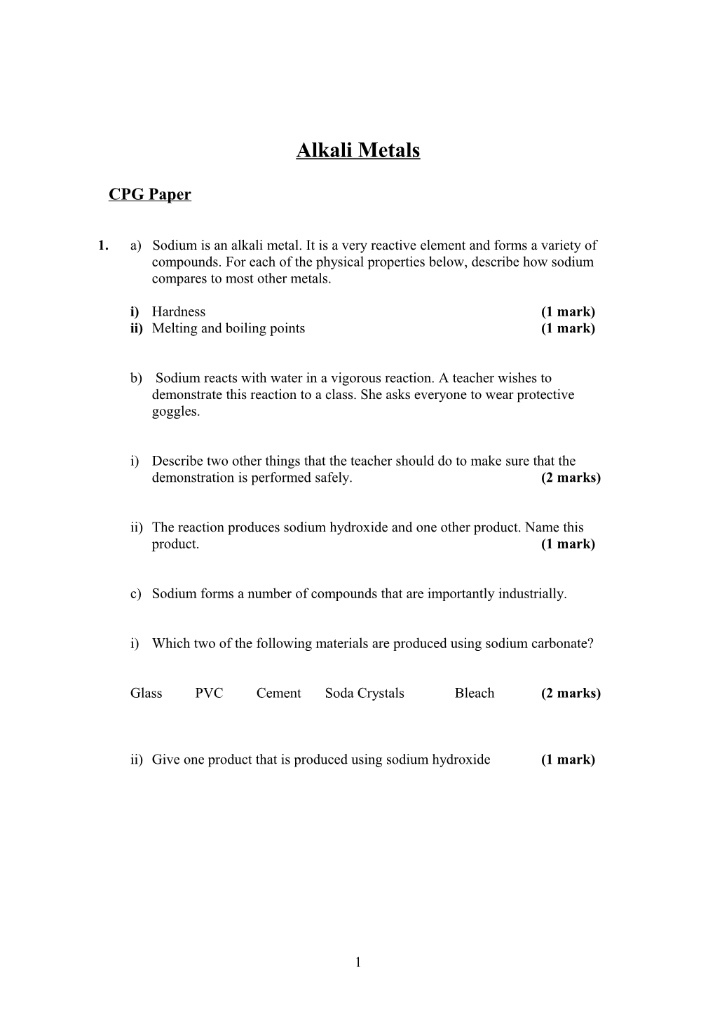 Alkali Metals