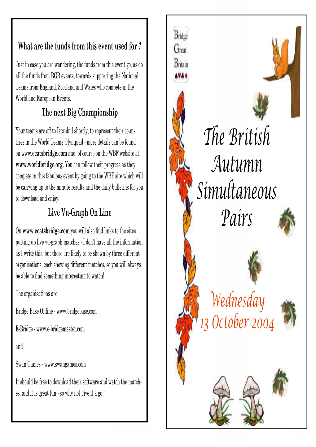 The British Autumn Simultaneous Pairs