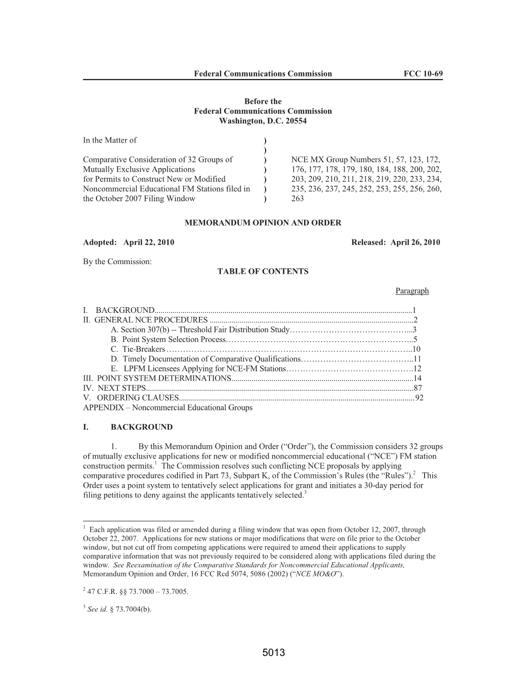 Federal Communications Commission FCC 10-69 Before the Federal