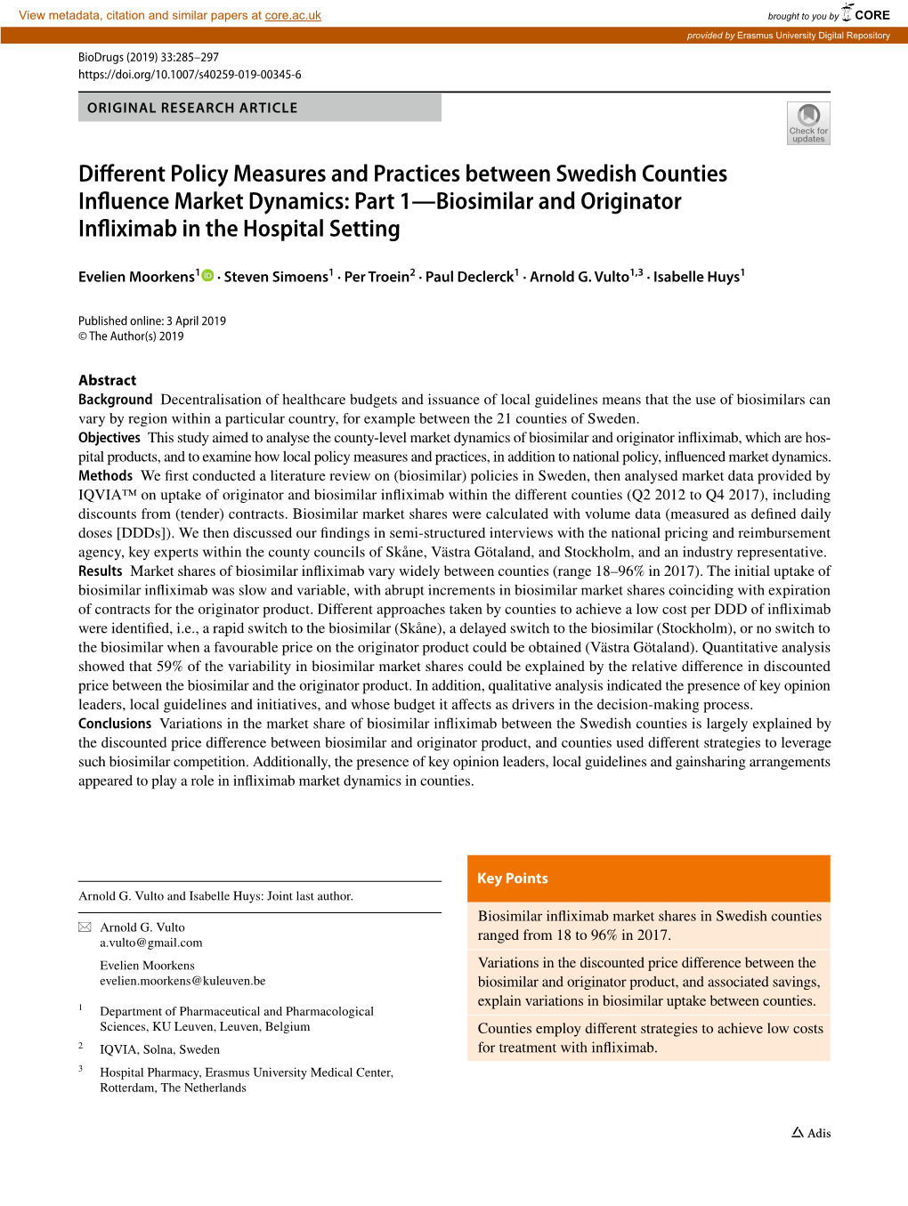 Part 1—Biosimilar and Originator Infiximab in the Hospital Setting