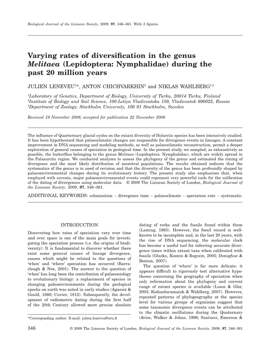 Varying Rates of Diversification in the Genus Melitaea (Lepidoptera