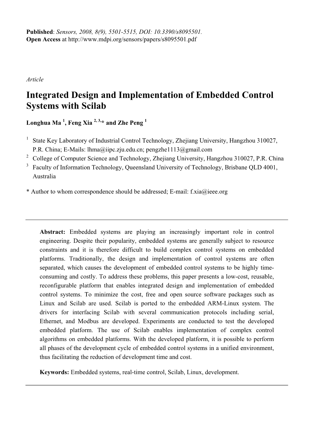 Integrated Design and Implementation of Embedded Control Systems with Scilab