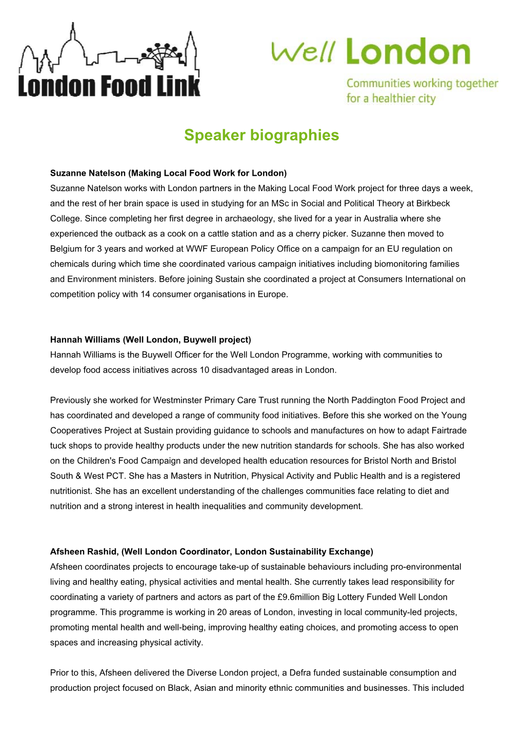 Speaker Biographies