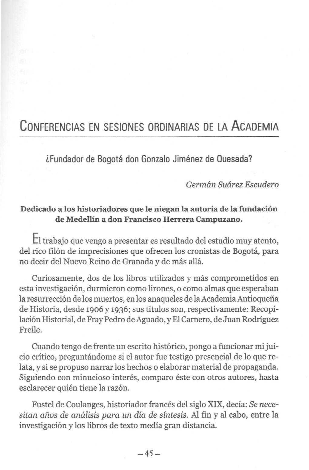 Conferencias En Sesiones Ordinarias De La Academia