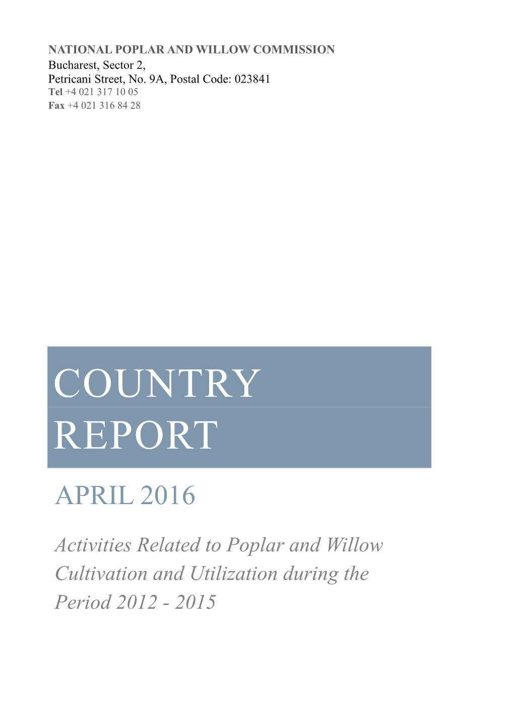 Country Progress Report