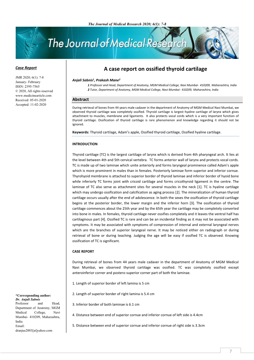 A Case Report on Ossified Thyroid Cartilage