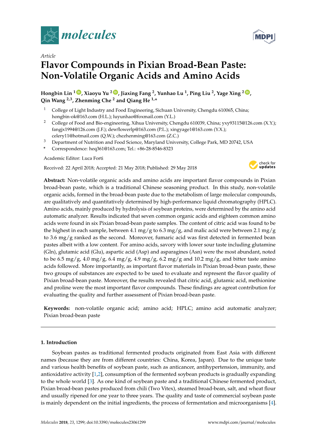 Non-Volatile Organic Acids and Amino Acids