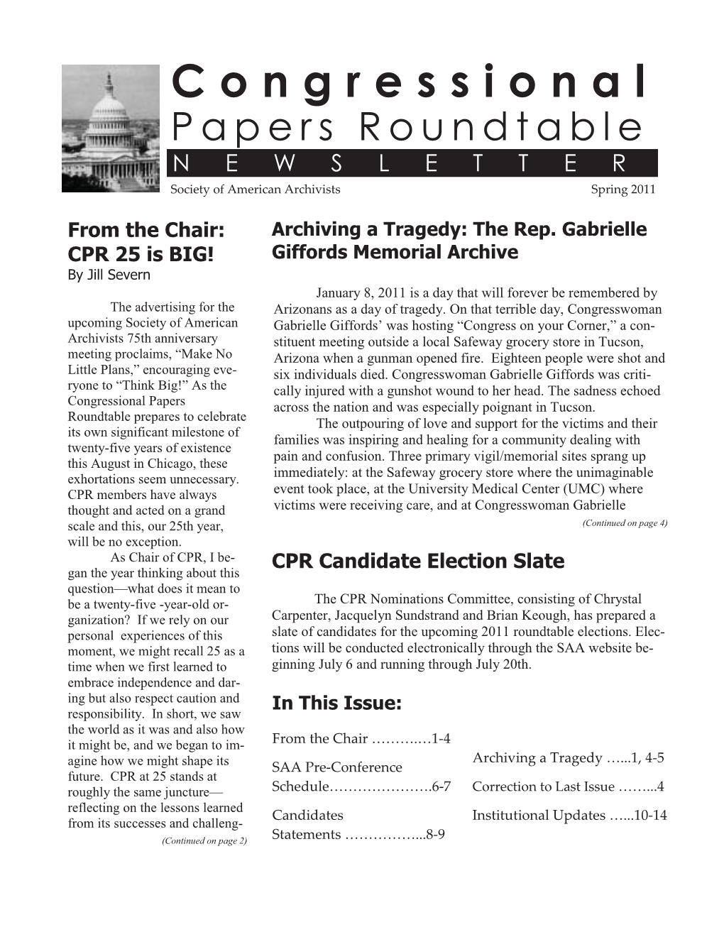 Congressional Papers Roundtable NEWSLETTER