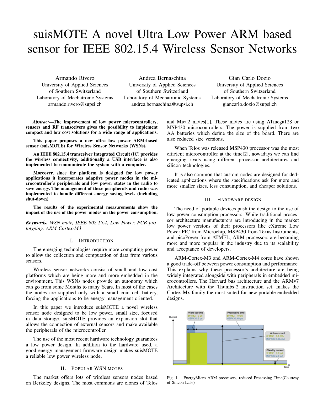 Suismote a Novel Ultra Low Power ARM Based Sensor for IEEE 802.15.4 Wireless Sensor Networks