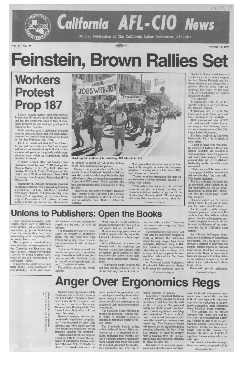 Anger Over Erg.Onomics Reg Watered-Down Ergonomics Safety Rising Workers' Compensation.,Costs Public in Due to Be Acted Hearings January.- Upon the Board