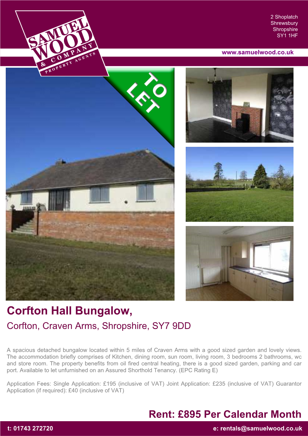 Corfton Hall Bungalow, Corfton, Craven Arms, Shropshire, SY7 9DD